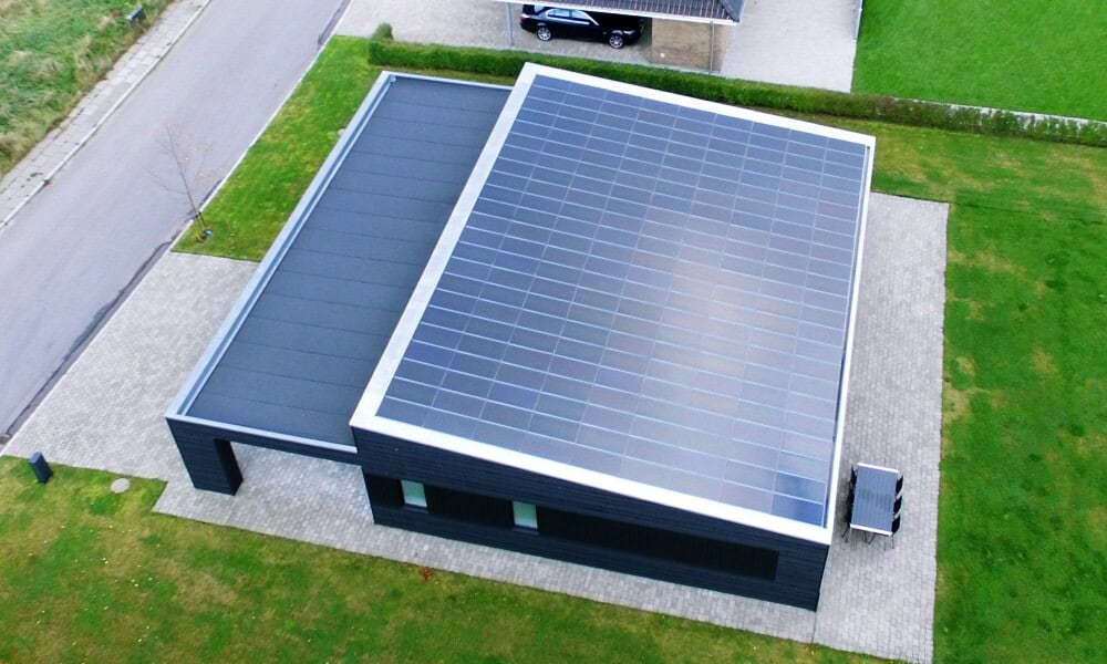 Above All Construction displays an example of a solar roof.